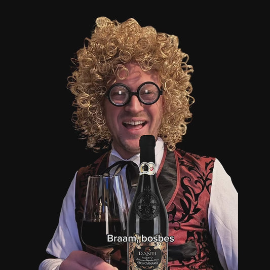 De Borrelier 6 flessen Danti Negroamaro